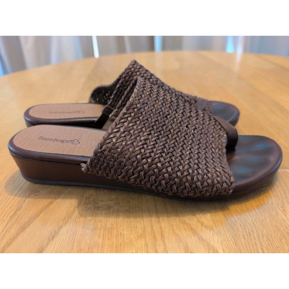 Baretraps Abey Brown Woven Post Toe Woven Wedge Sandals Size 9.5